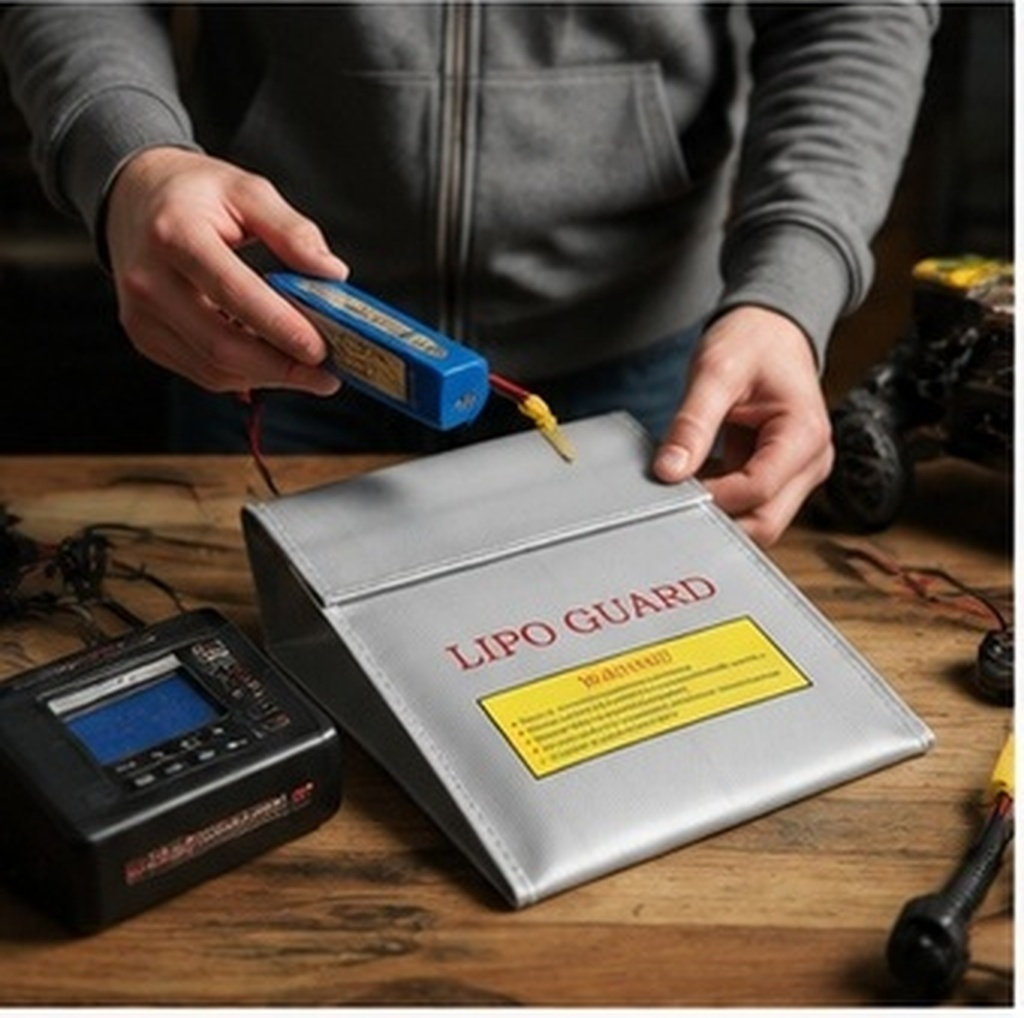 Lipo Battery Fireproof Safety Charge Box - RCリポバッテリー用、耐火安全保護充電バッグ 18x23cm、防爆・耐火リポバッテリー収納用保護袋