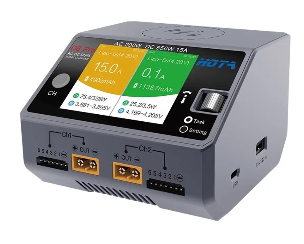 HOTA D6 Pro AC/DC デュアルチャンネル スマ - Hota D6 Pro Dual Lipo Charger のレビューと価格