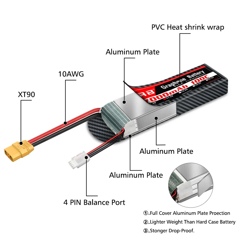 グラフェンバッテリー 2S 3S 4S 6S RC Lipo - 4S Lipo Battery 14.8V 6000Mah のレビューと価格