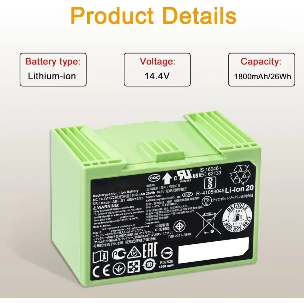 充電式14.4V 5000mAhバッテリー iRobot R - 4S Lipo Battery 14.8V 6000Mah のレビューと価格
